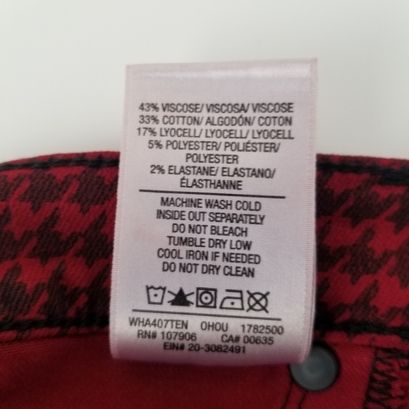 NWT Hudson Barbara High Waist Super Skinny Ankle Jeans Oxblood Houndstooth 27 - Picture 4 of 14